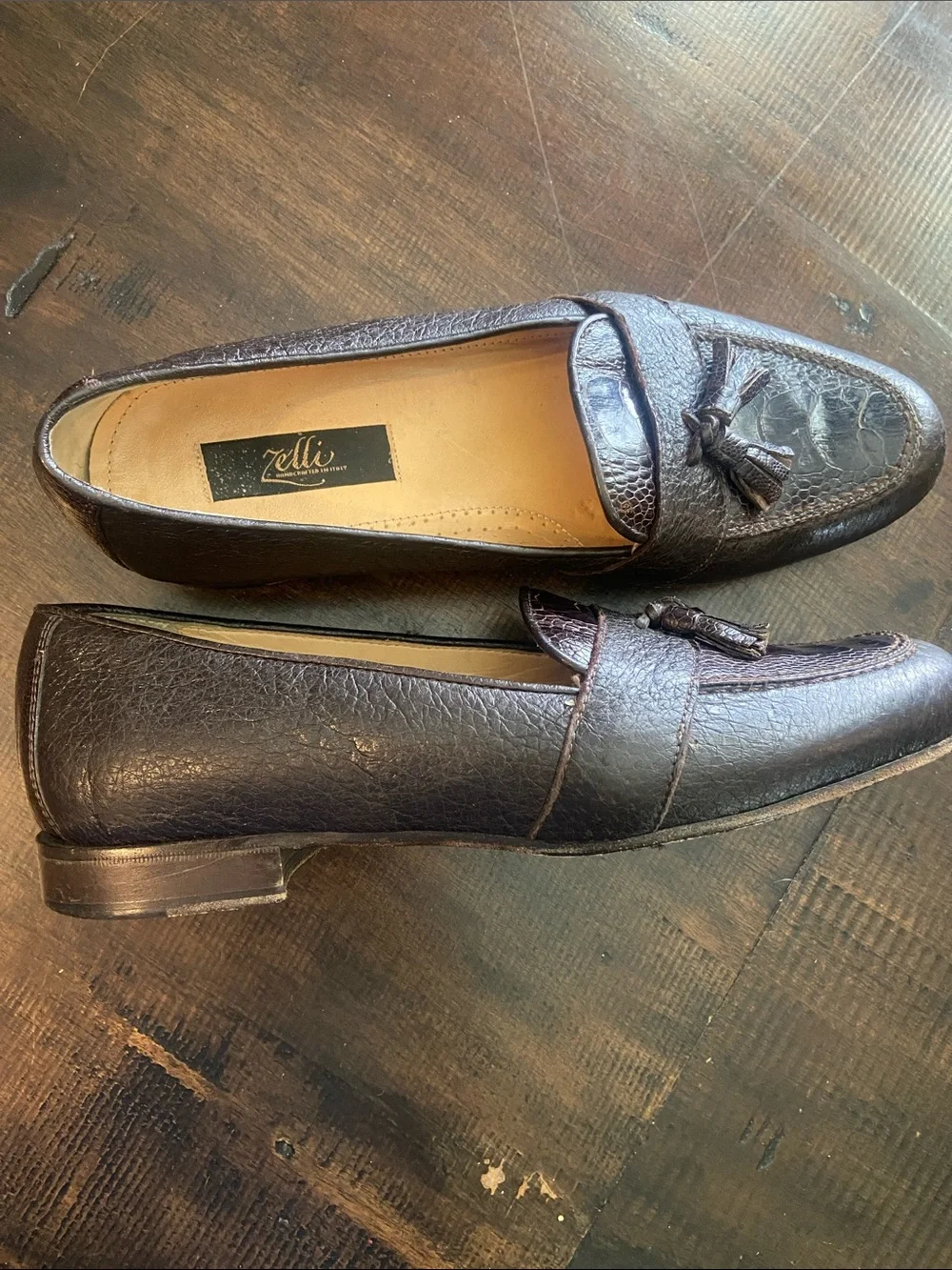 Zelli Italia exotic skin tassel loafers, handcrafted in Italy size 9 M